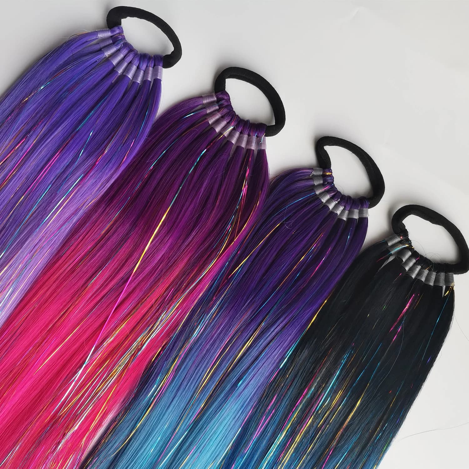 Extension de queue de cheval synthétique pour enfants, cheveux tressés en élan, violet, rouge, rose,