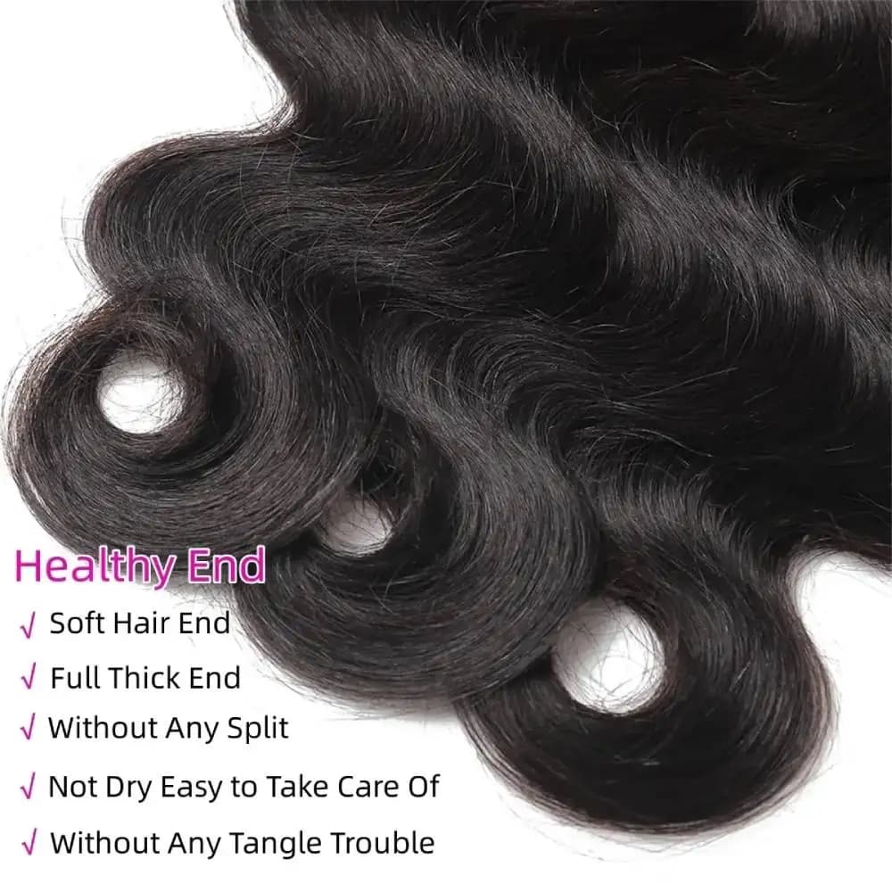Extensions de cheveux humains Remy brésiliens, ondulés, couleur noir naturel, 1/3/4 pièces, 40 pouce