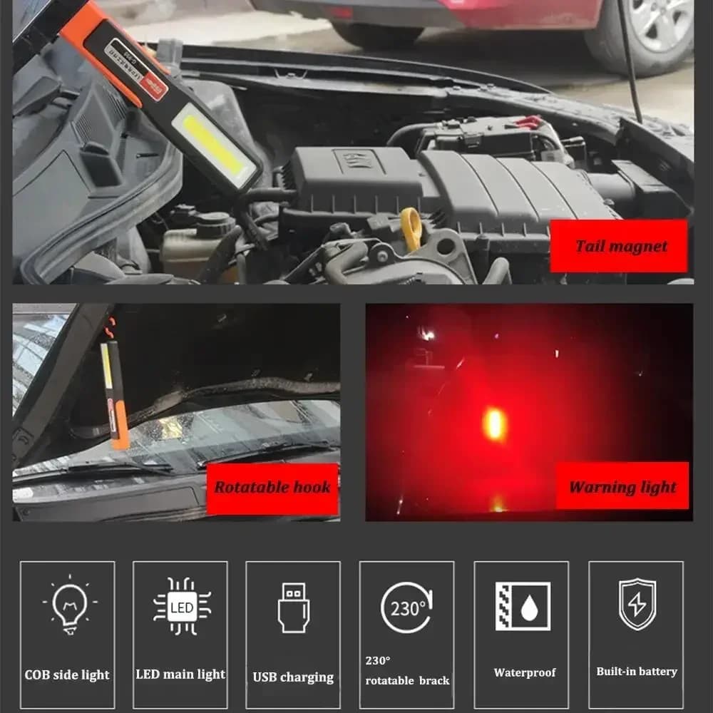 1/2/4/8 PIÈCES Lumineux COB LED Lampe De Travail Voiture Mécanique Lampe De Poche Rechargeable USB T