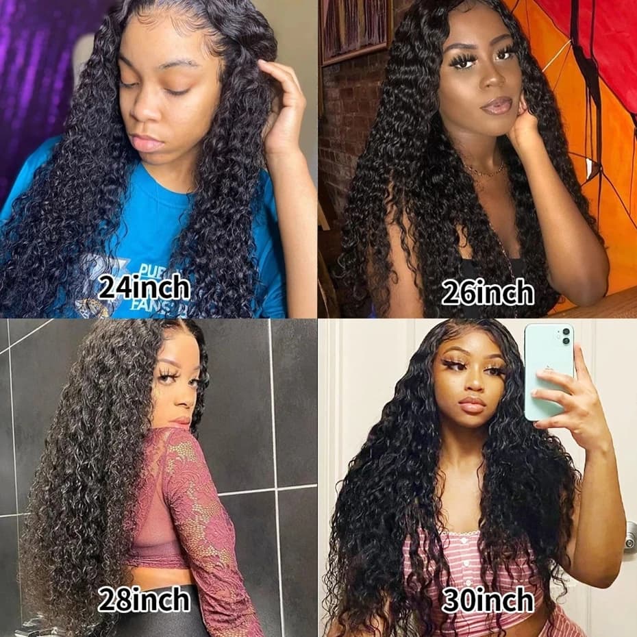 30 32 pouces vague profonde 13x4 13x6 HD Transparent dentelle frontale perruque cheveux humains eau 