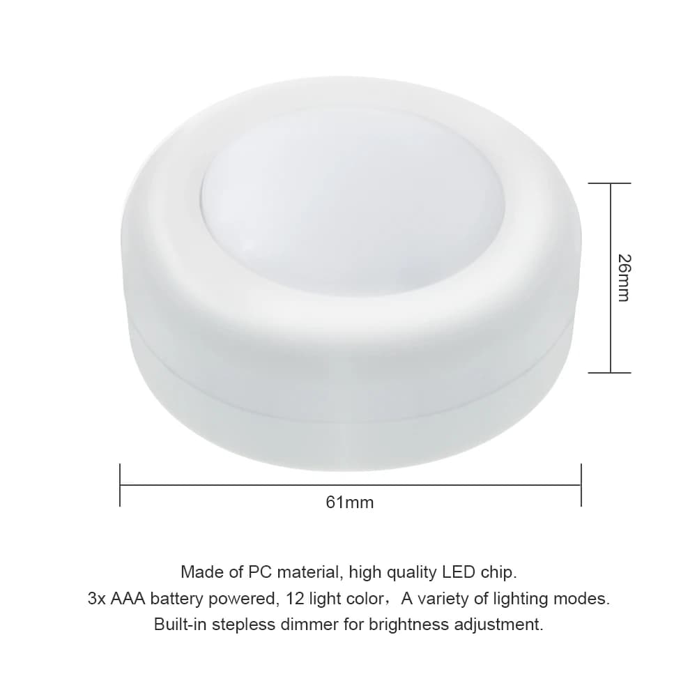 Rondelle lumineuse LED RVB avec télécommande, lampe de nuit à intensité variable, lampes à coller po