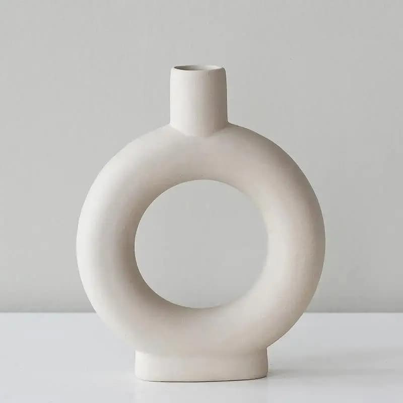 Vase Circulaire Minimaliste en Céramique Fait à la Main, Parfait pour votre Anniversaire, Jour de Fa