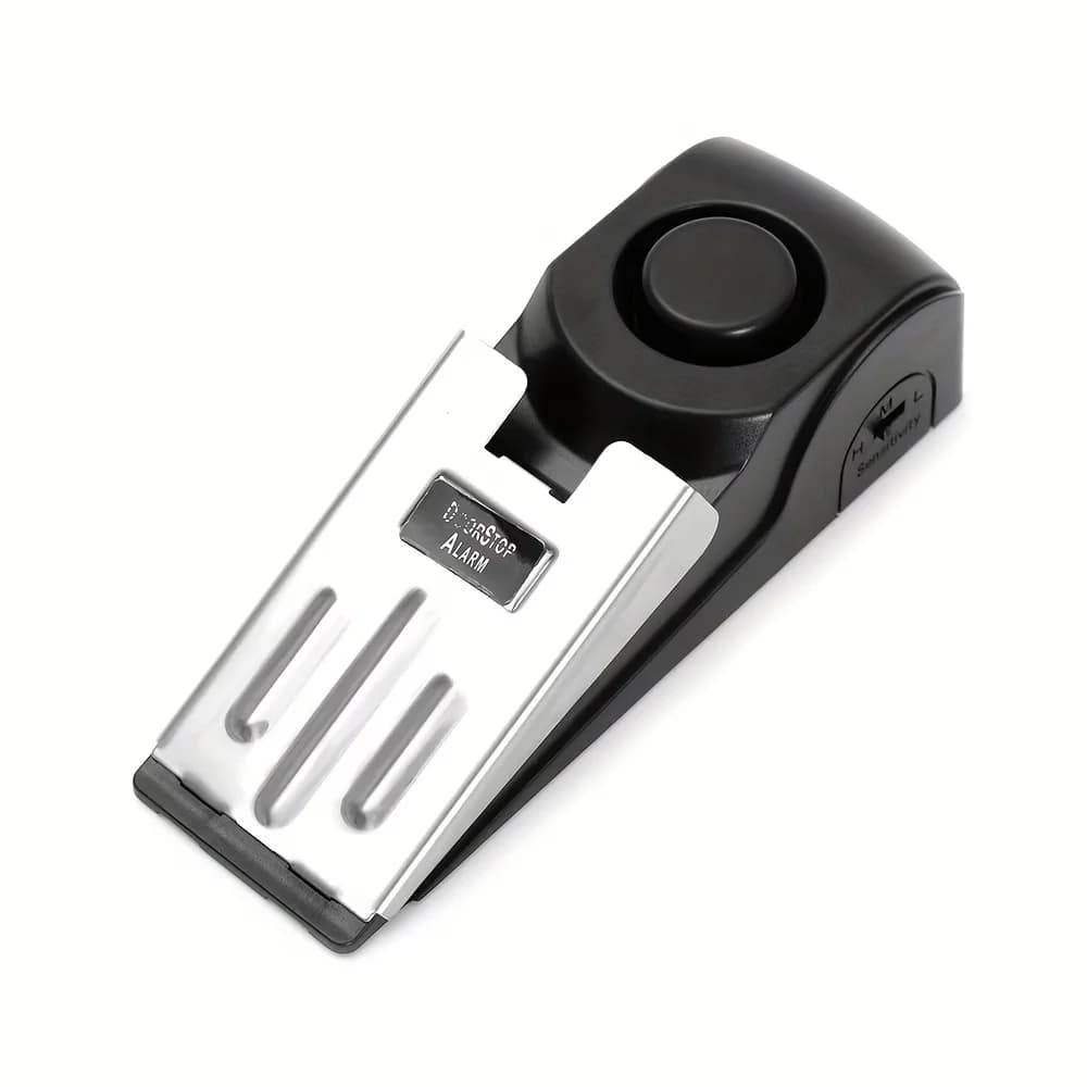Système antivol et anti-effraction, système d'alarme domestique, bloque-porte, cale de sécurité en f