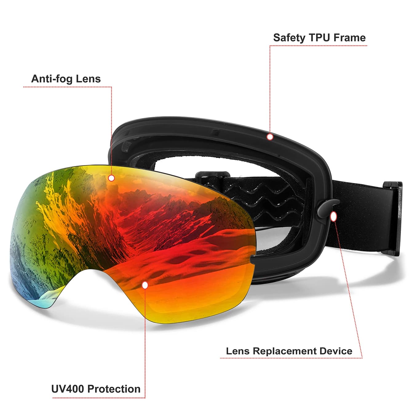 Lunettes de Ski pour hommes et femmes, Anti-buée, pour Sports de plein air, snowboard, motoneige, UV