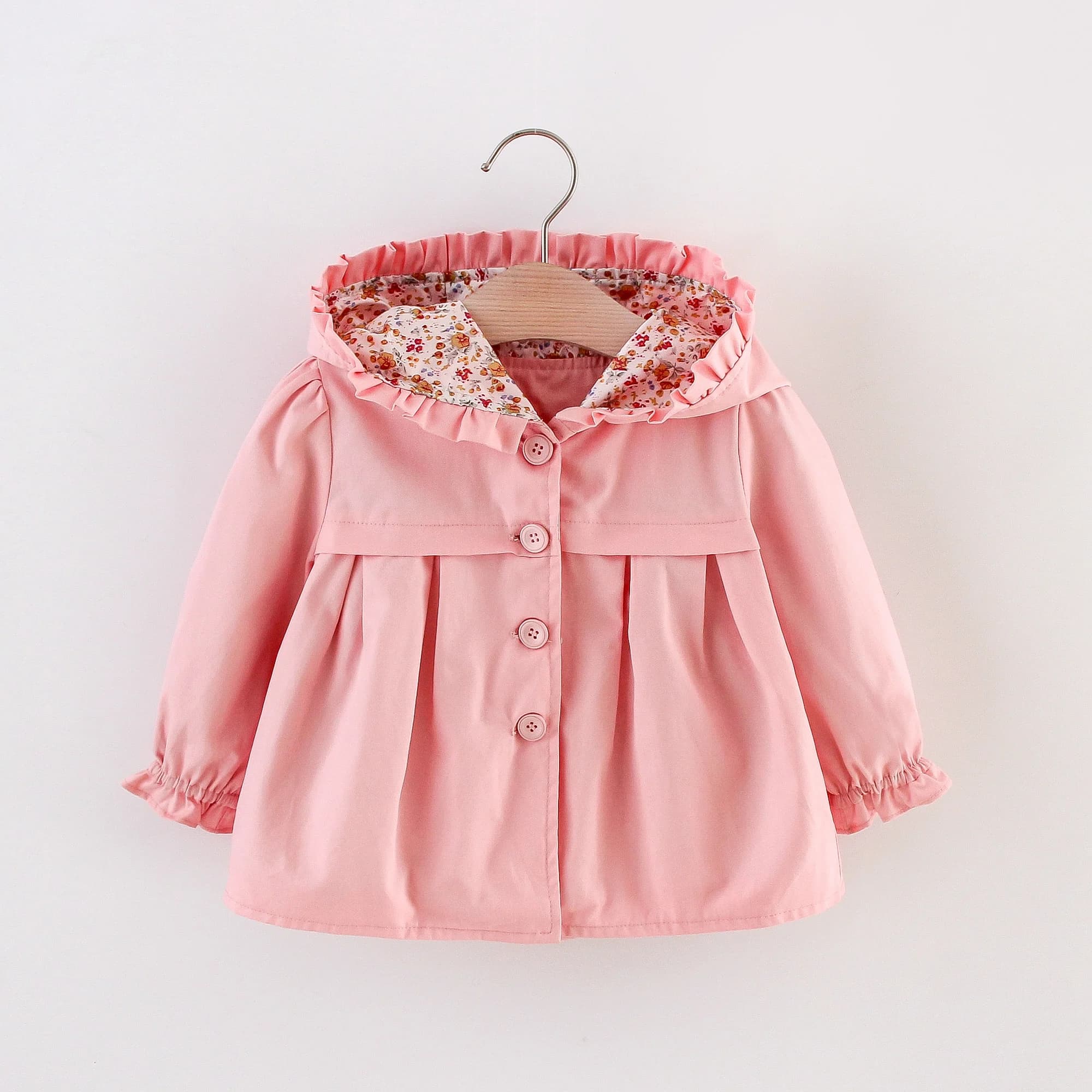 Veste d'automne pour bébé fille de 0 à 3 ans, coupe-vent en coton à manches longues, veste à capuche