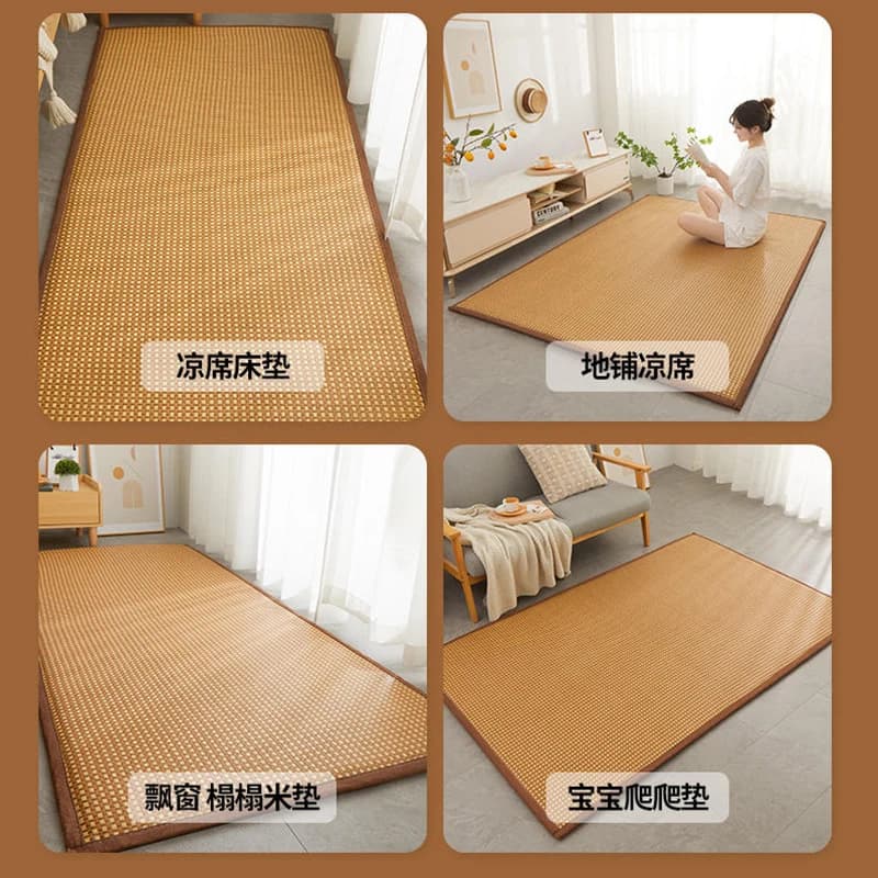 Cool Mat – matelas d'été en rotin, double usage, pour dormir, coussin doux, tatami en éponge, pour l