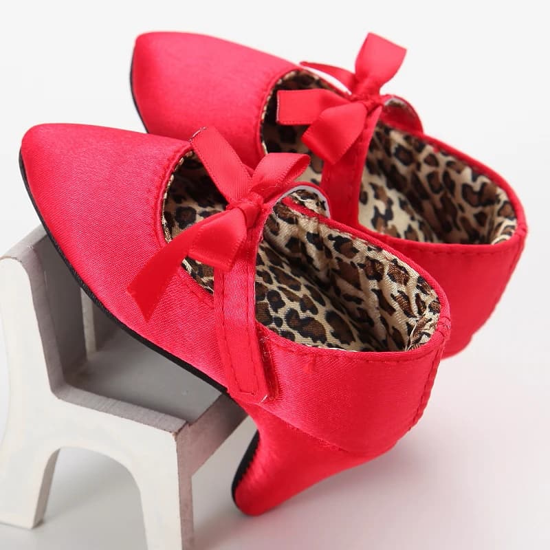 Printemps et automne fille bébé anti-dérapant chaussures pour enfants fille bébé beau nœud talons ha