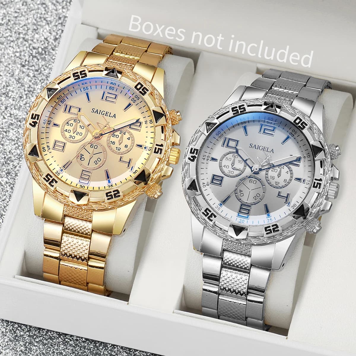 Ensemble de montres à quartz pour hommes d'affaires, cadran arabe, bracelet en acier, mode masculine