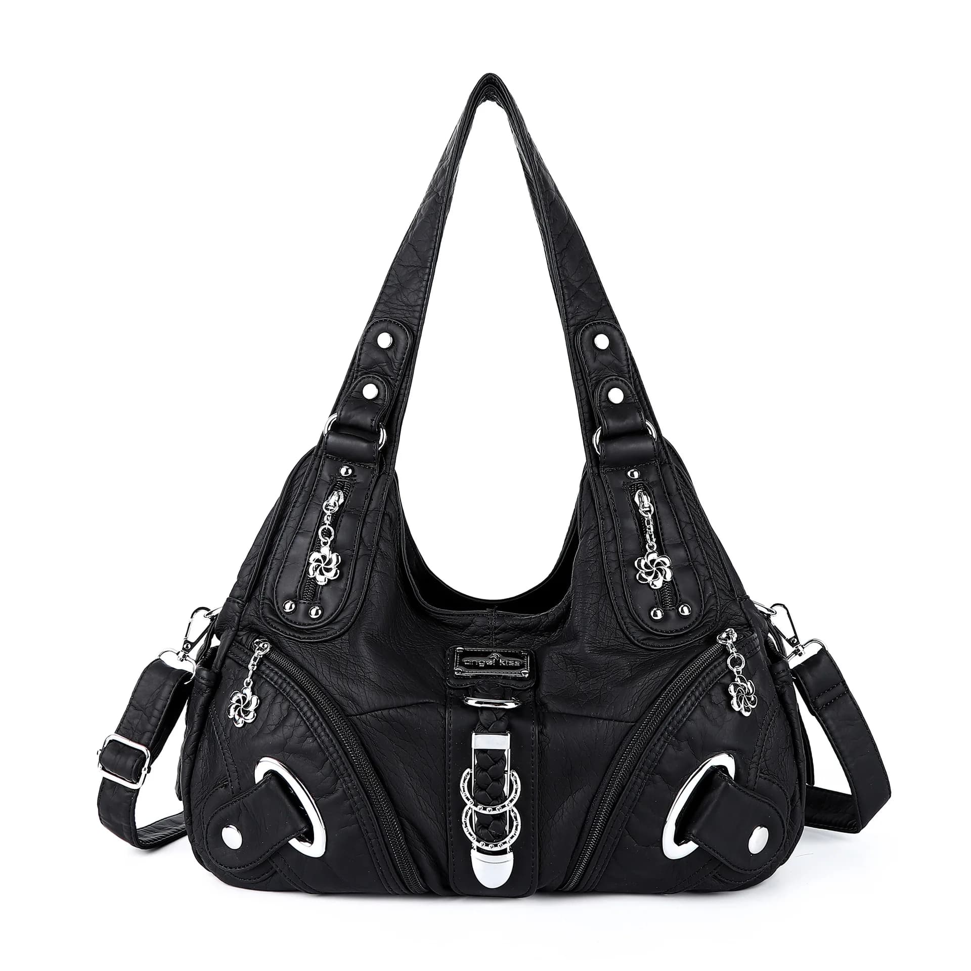 Sac à main polyvalent pour femme, sac à bandoulière noir tendance, sac à poignée supérieure, sacoche
