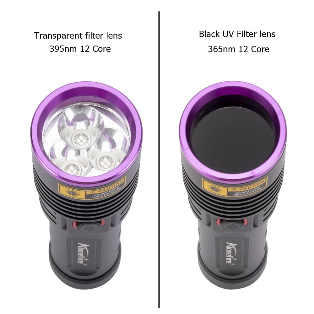 Lampe de poche UV haute puissance 60W 365nm, lumière noire, Rechargeable, durcissement des taches de