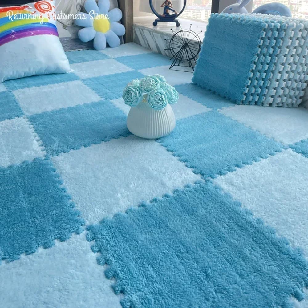 Lea-Tapis en peluche souple pour enfants, tapis de puzzle en polymères, virus chauds, carreaux d'exe