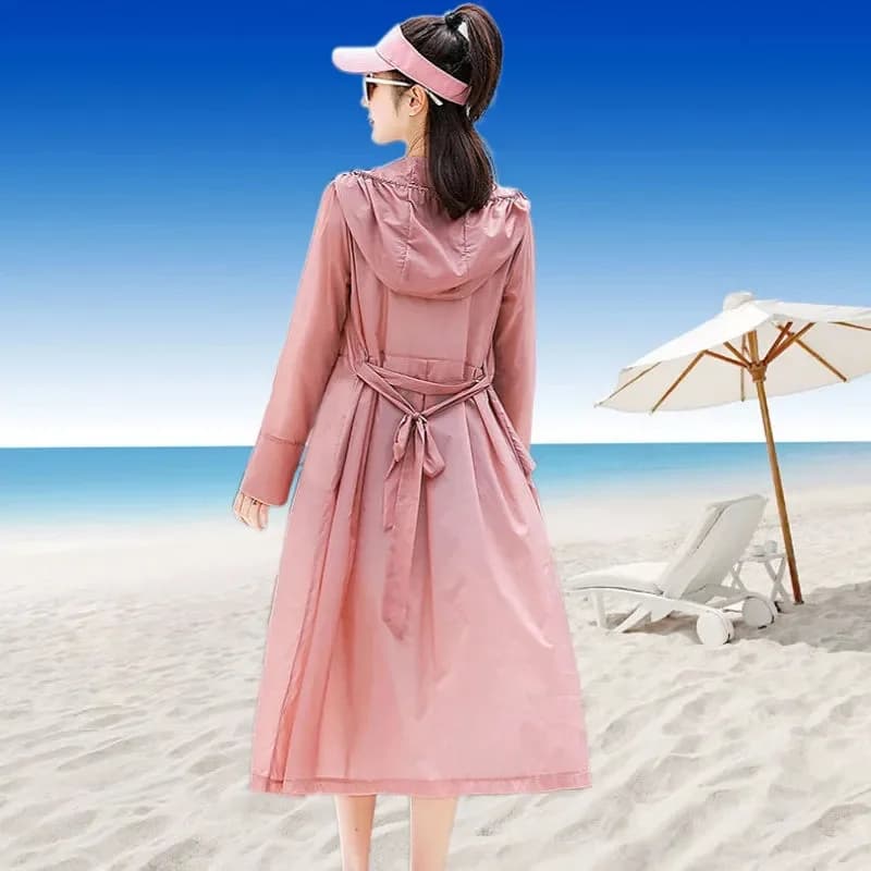Xia-chaoxian – manteau Long en soie glacée pour femme, vêtements de Protection solaire, respirant, f