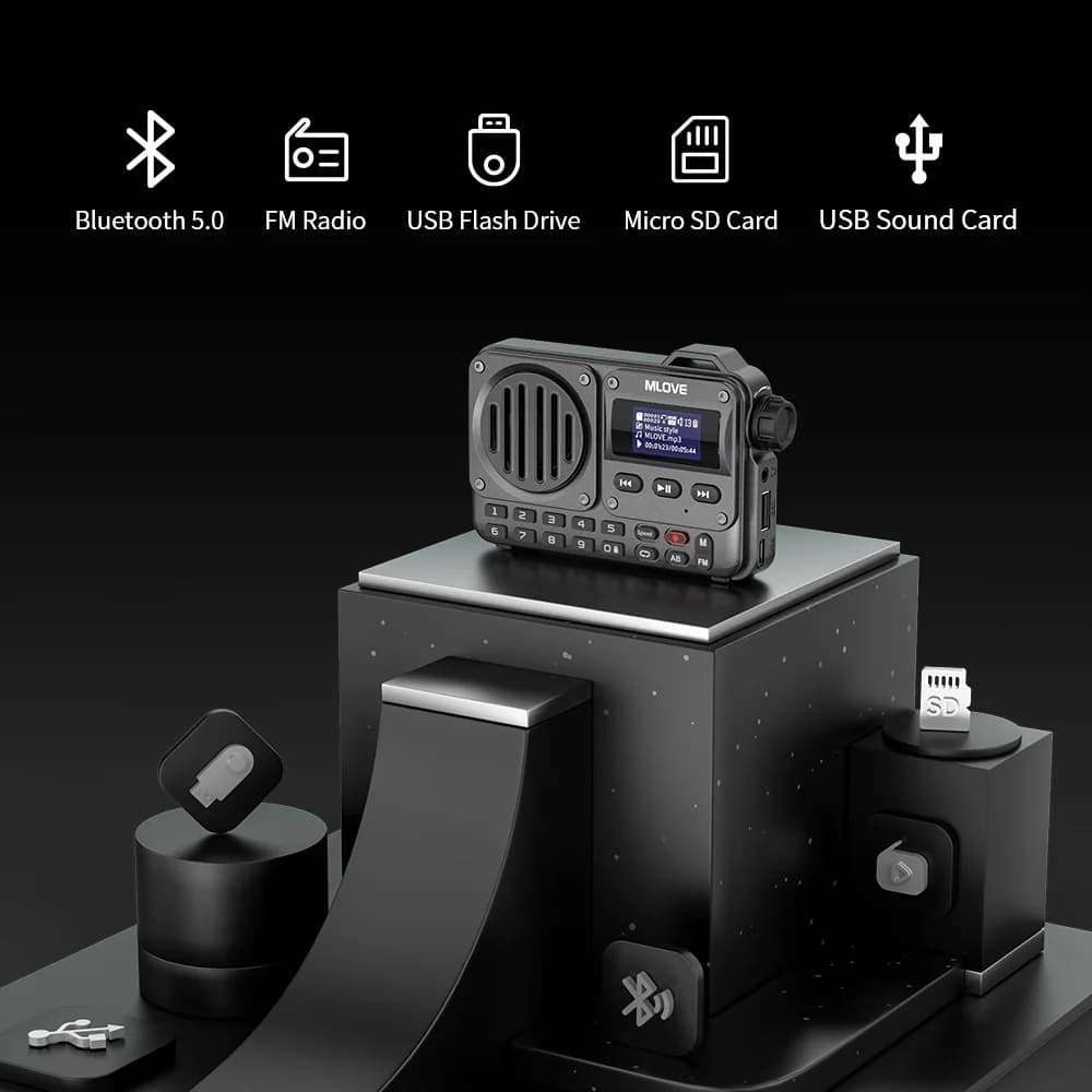MLOVE – haut-parleur Bluetooth BV800 Super Portable, avec Radio FM, écran LCD, antenne, entrée AUX, 