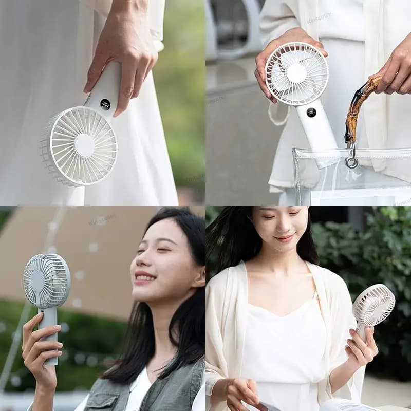 Mini ventilateur portable USB, 3600mAh, aste, avec contrôle de vitesse en continu, affichage veilleu