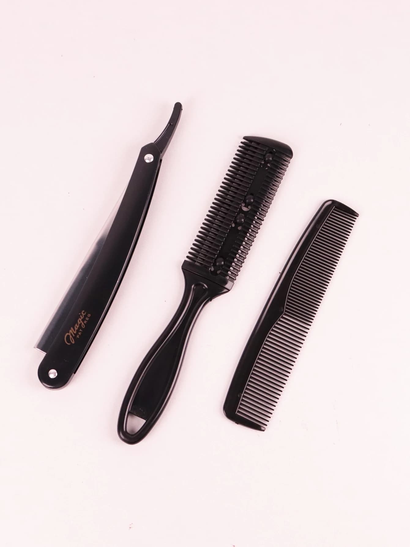 Ensemble de peignes de rasoir, rasoir pliable, peigne de coupe de cheveux double face, peigne sparse