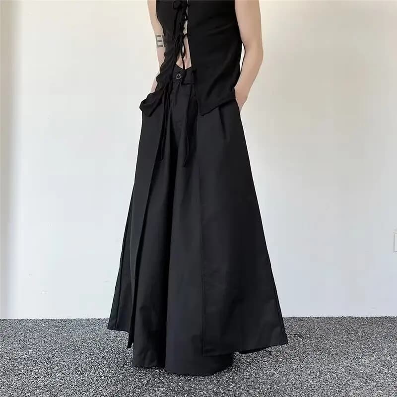 Pantalon superposé japonais d'avant-garde pour hommes, jambes larges, Hakama Y2k, Streetwear esthéti