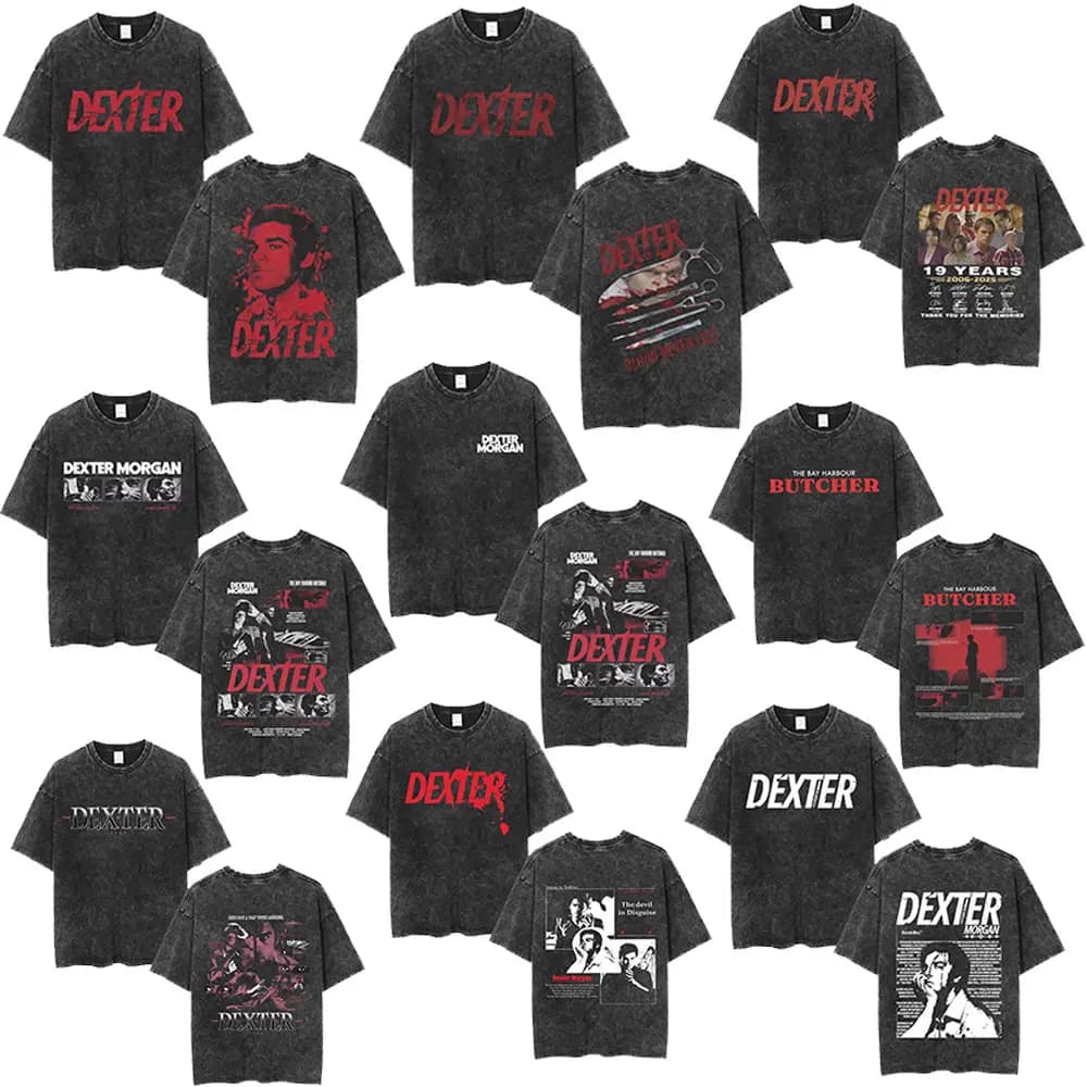TV Play Dexter Morgan Lavé Vintage T-shirts Hommes Femmes Rétro Surdimensionné Manches Courtes T-shi