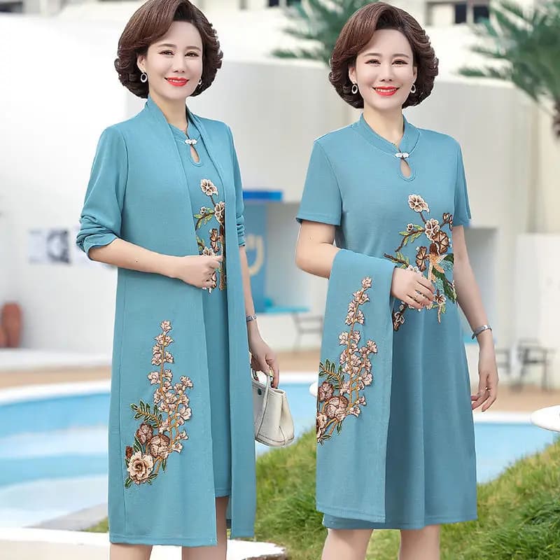 Robe deux pièces coupe-vent pour mère, robe de mariée, manteau de printemps pour femmes d'âge moyen 