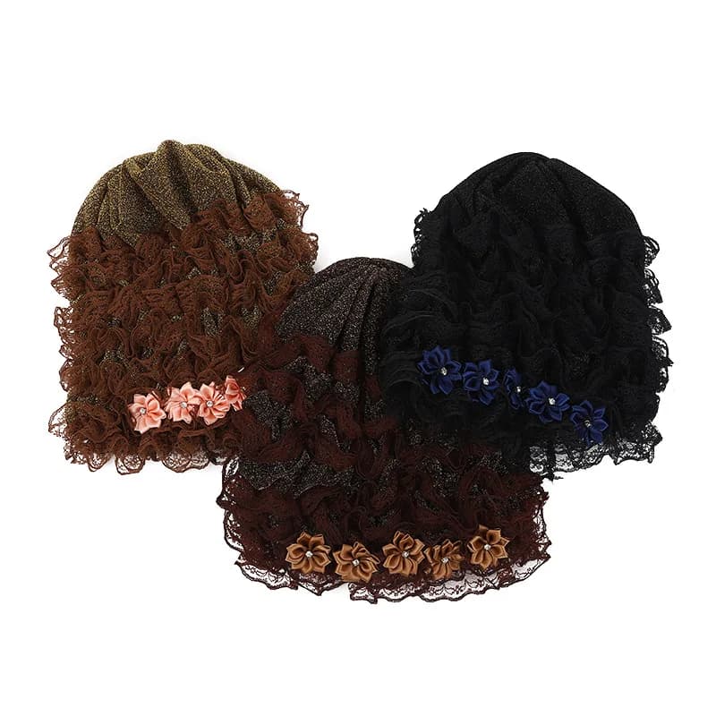 Bonnet à tête ronde paon en dentelle pour femme, bonnet turban musulman respirant, casquette femme, 