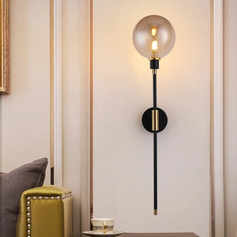 Applique murale Led moderne en forme de haricot magique, boule de verre en fer noir, pour salon, cha
