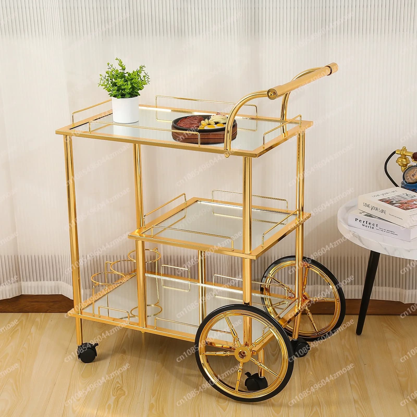 Chariot de rangement mobile de luxe léger pour salle à manger, salon, chambre, salle de bain, canapé