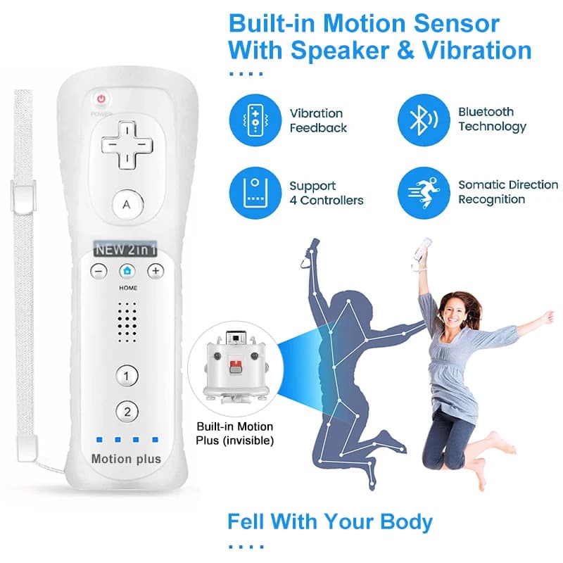Télécommande Motion Plus pour console Wii Nintendo Wii, manette de jeu avec manette Dahchuck, 2 jeux