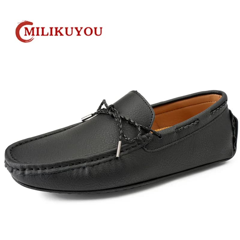 Mocassins respirants en cuir véritable pour hommes, chaussures décontractées à enfiler, mocassins no