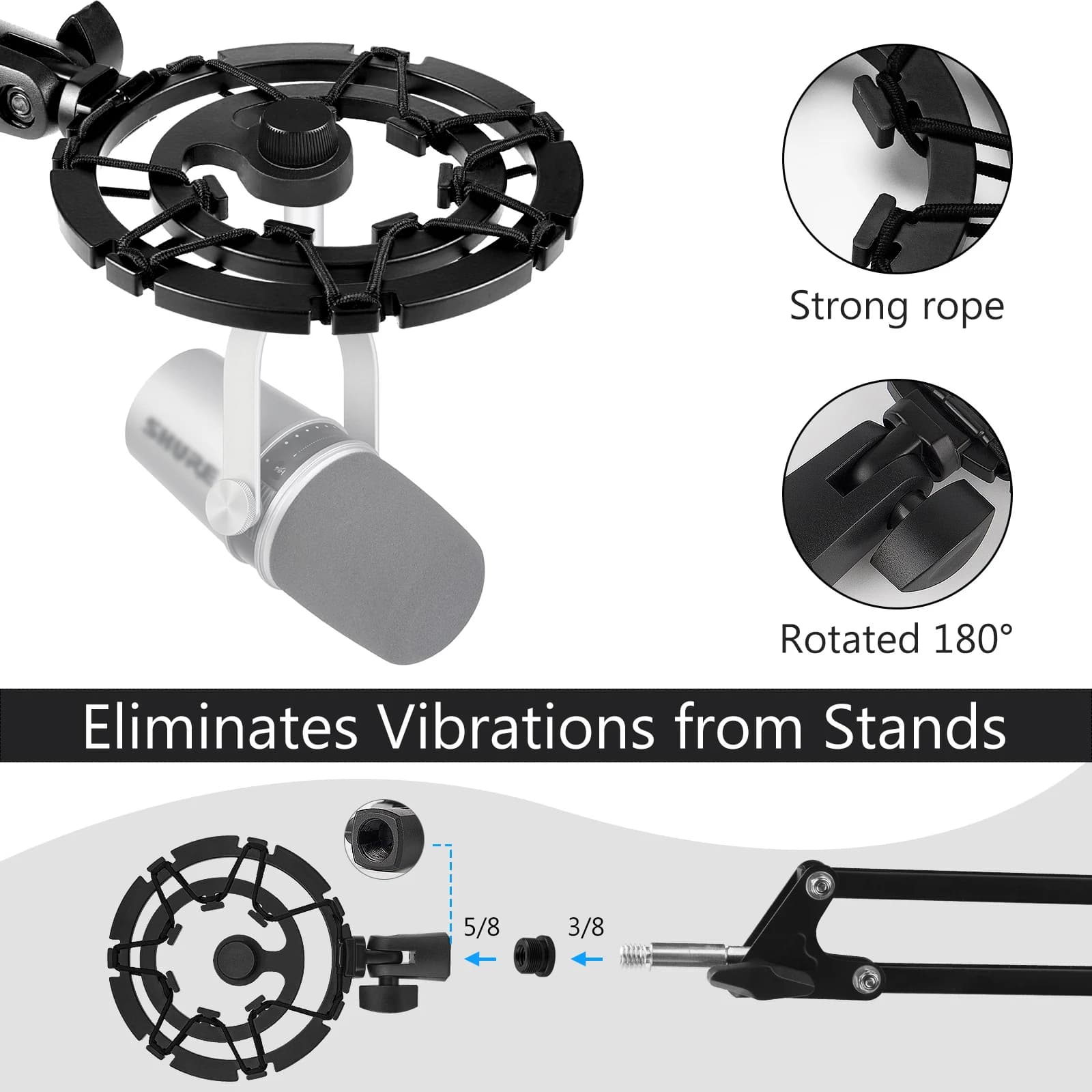 Geekria pour Creators Microphone Shock Mount, Compatible avec Shure MV7, SM7B