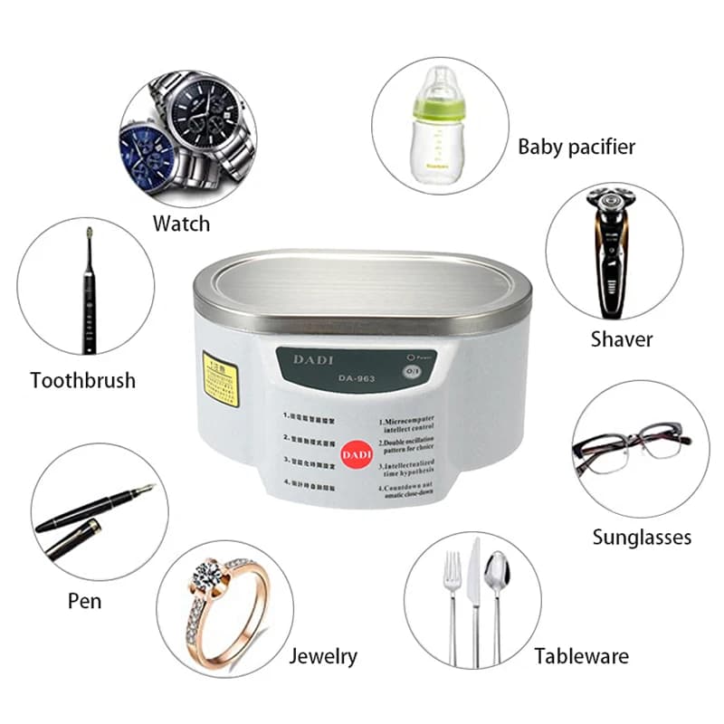 Nettoyeur à ultrasons numérique, bain pour pièces de bijoux, lunettes, manucure, coupe-pierres, raso