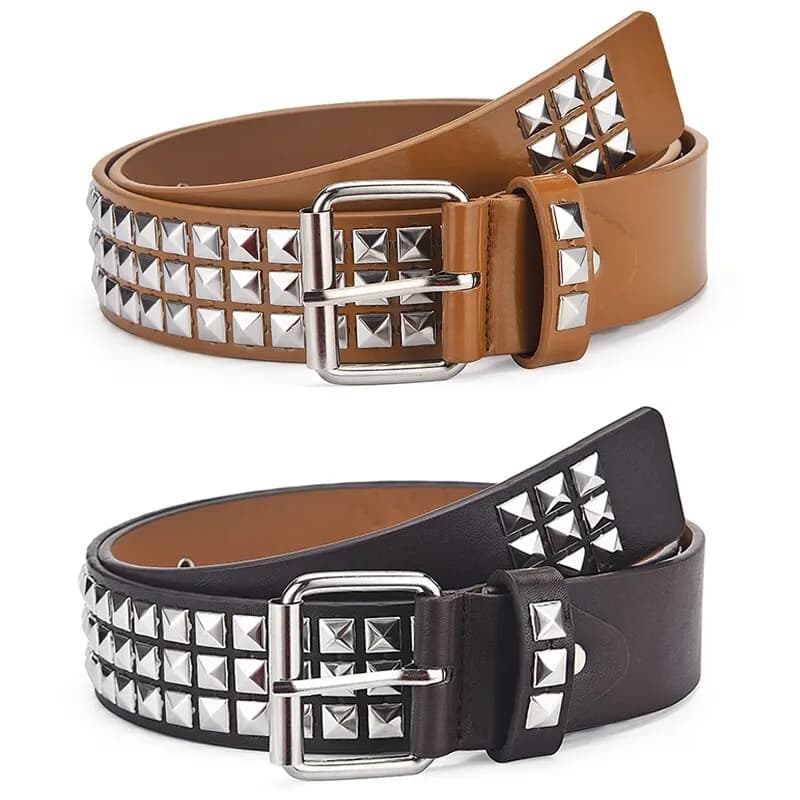 Mode nouvelle perle carrée Rivet ceinture métal pyramide ceinture hommes et femmes Punk matériel jea