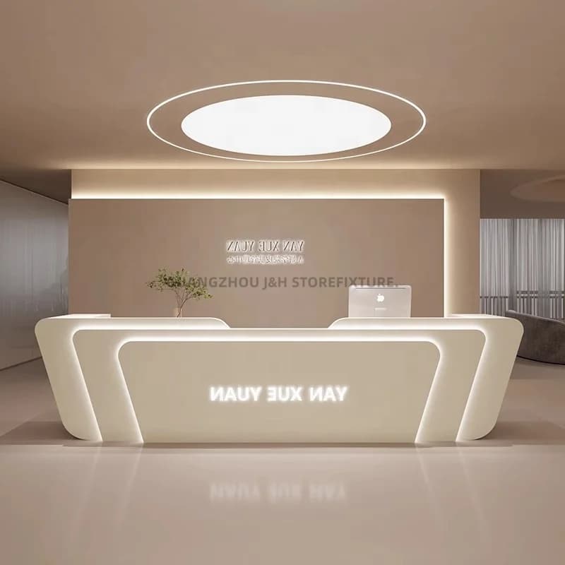 Comptoir de caisse blanc Unique, Design moderne personnalisé, réception de bureau, magasin de cosmét