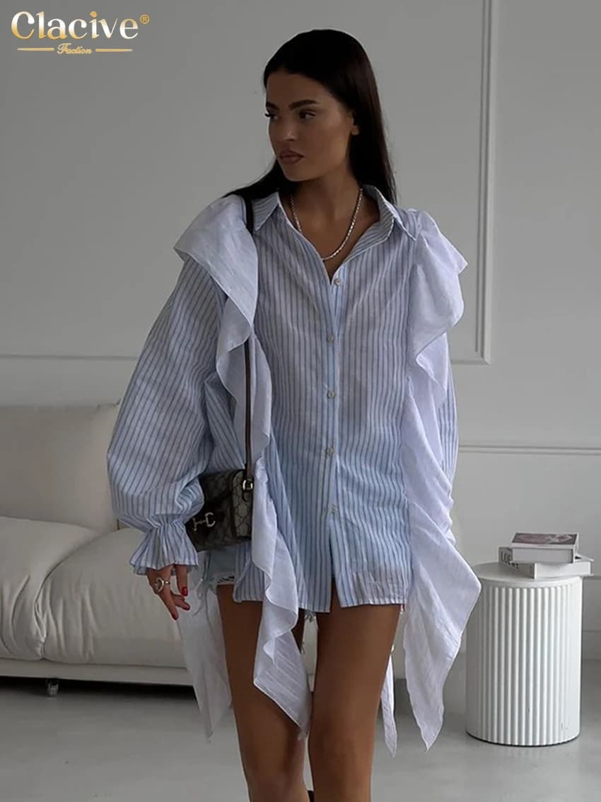 ClacMarkets-Chemisier décontracté à manches longues pour femmes, haut patchwork classique élégant, v
