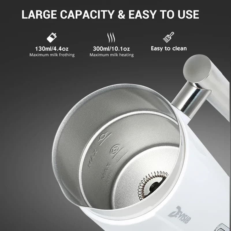 DEVISIB 3 in 1 Mousseur à lait électrique, 300ml, automatique, chaud et froid, pour café, latte, cap