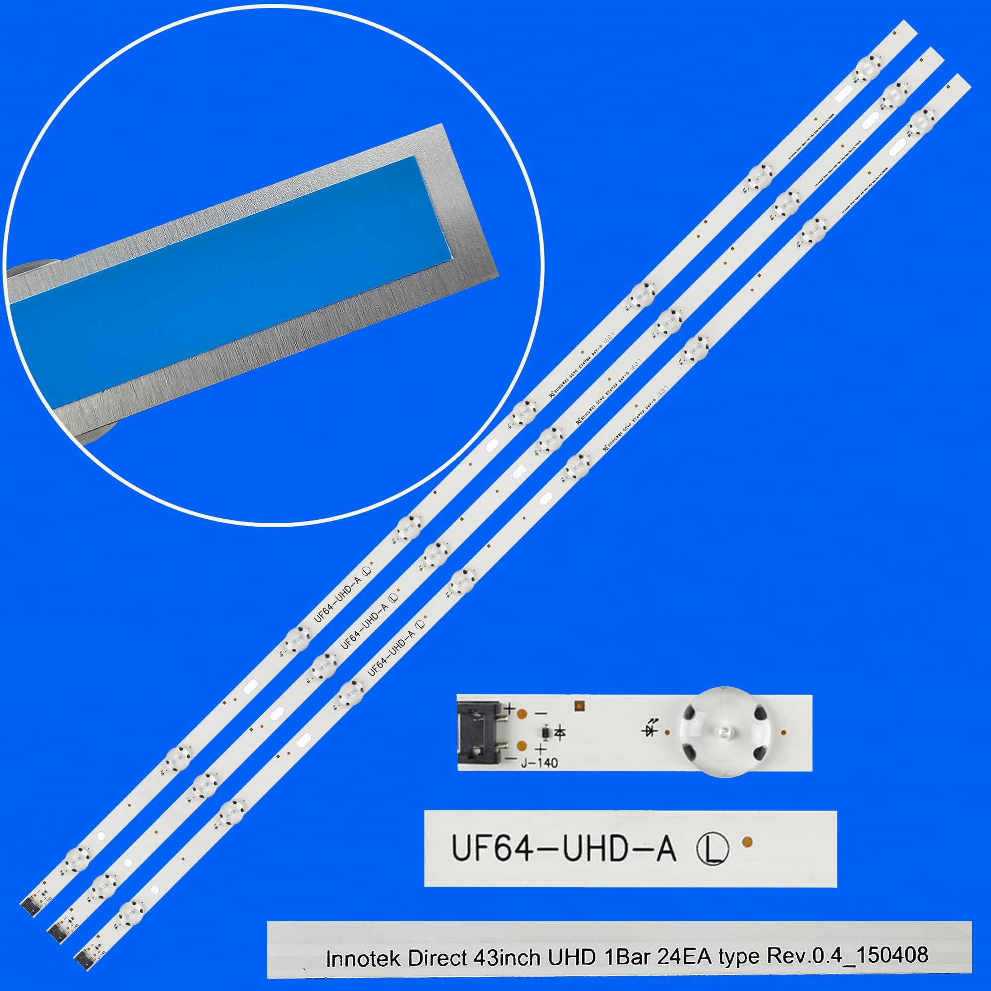 Nouveau Kit 3 pièces 8LED 850mm LED bande de rétro-éclairage pour 43UH6030 43UF640 UF64_UHD_A 43LH60