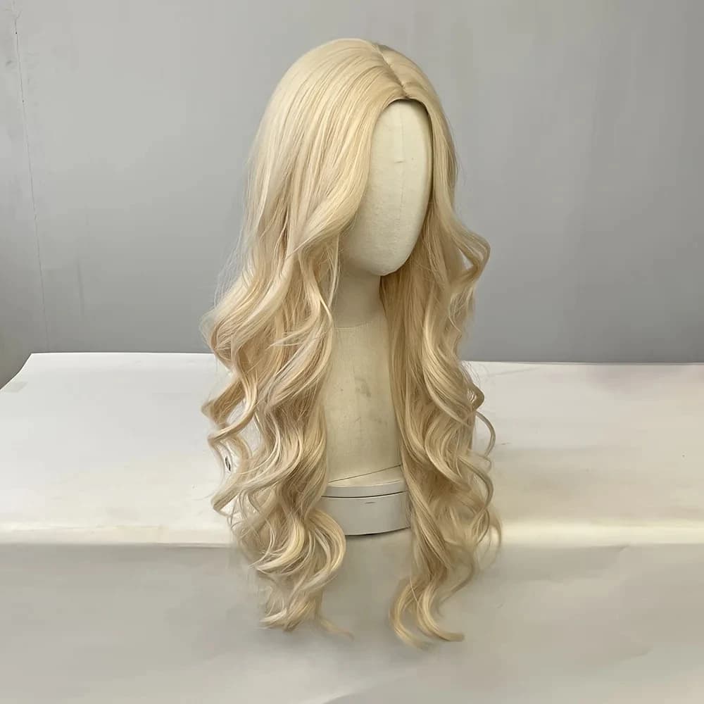 Perruque synthétique bouclée dorée pour cheveux longs bouclés pour fête, cosplay d'Halloween, usage 