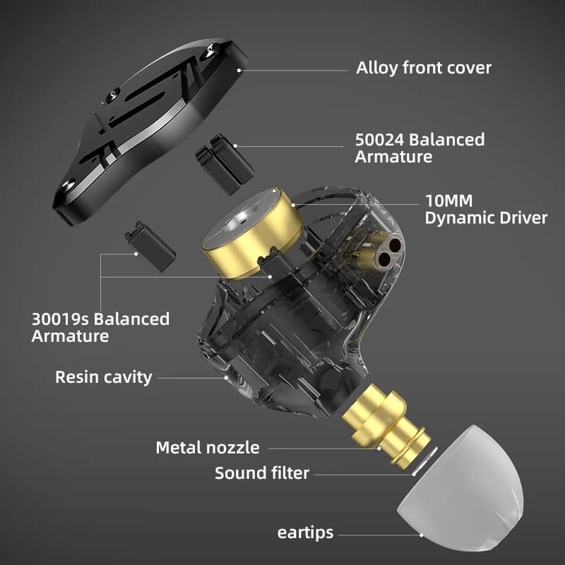 KZ ZS10 PRO X HIFI basse métal hybride dans l'oreille écouteur Sport suppression de bruit casque éco
