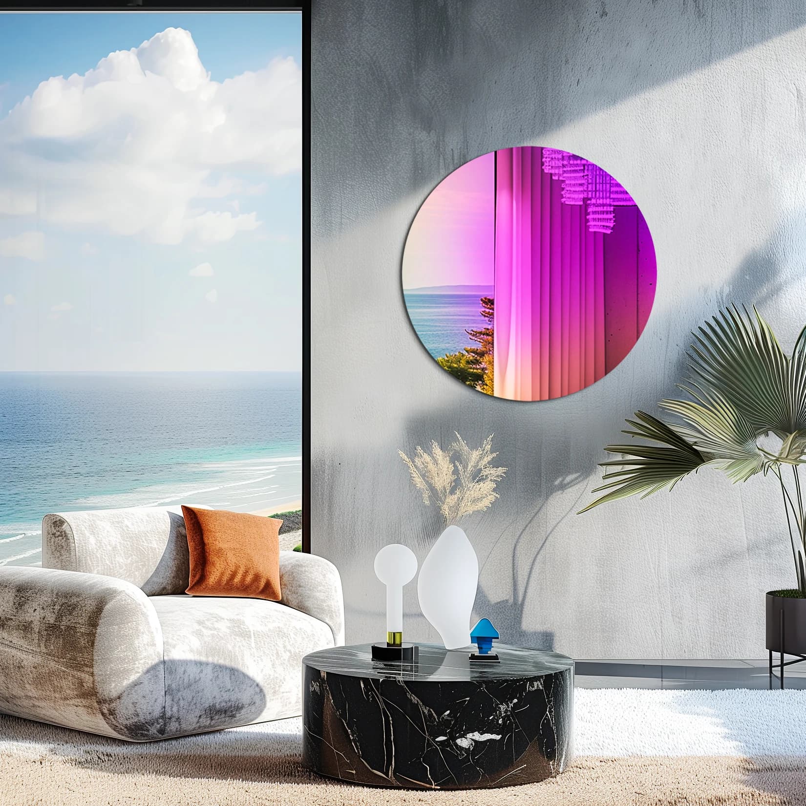 Fissuraminants pour le miroir décoratif mural, miroir mural rond irisé, miroir en verre d'accent arc