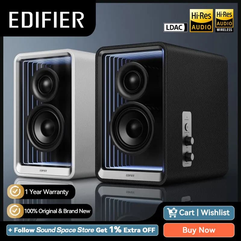 Edifier-QR65 Active Monitor Desktop Bluetooth Speakers with GaN Charger, Hi-Res Sat, AC Codecs, RCA,