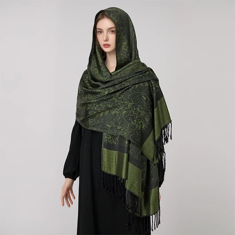 Foulard Jacquard de Luxe pour Femme, Écharpe de Mode Optique Douce, Étole, Châle, Hijab Musulman, Ba