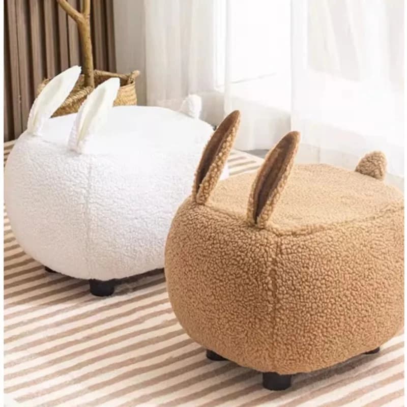 Tabouret à chaussures sur le thème lapin pour salon, pouf bas, mini chaise pour enfants, adorable si