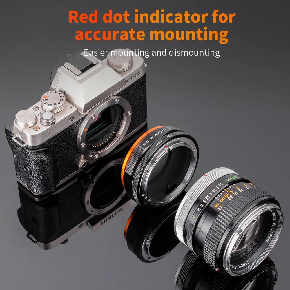Adaptateur K&F CONCEPT FD-FX pour objectif Canon FD vers appareil photo Fujifilm Fuji X, bague d'ada