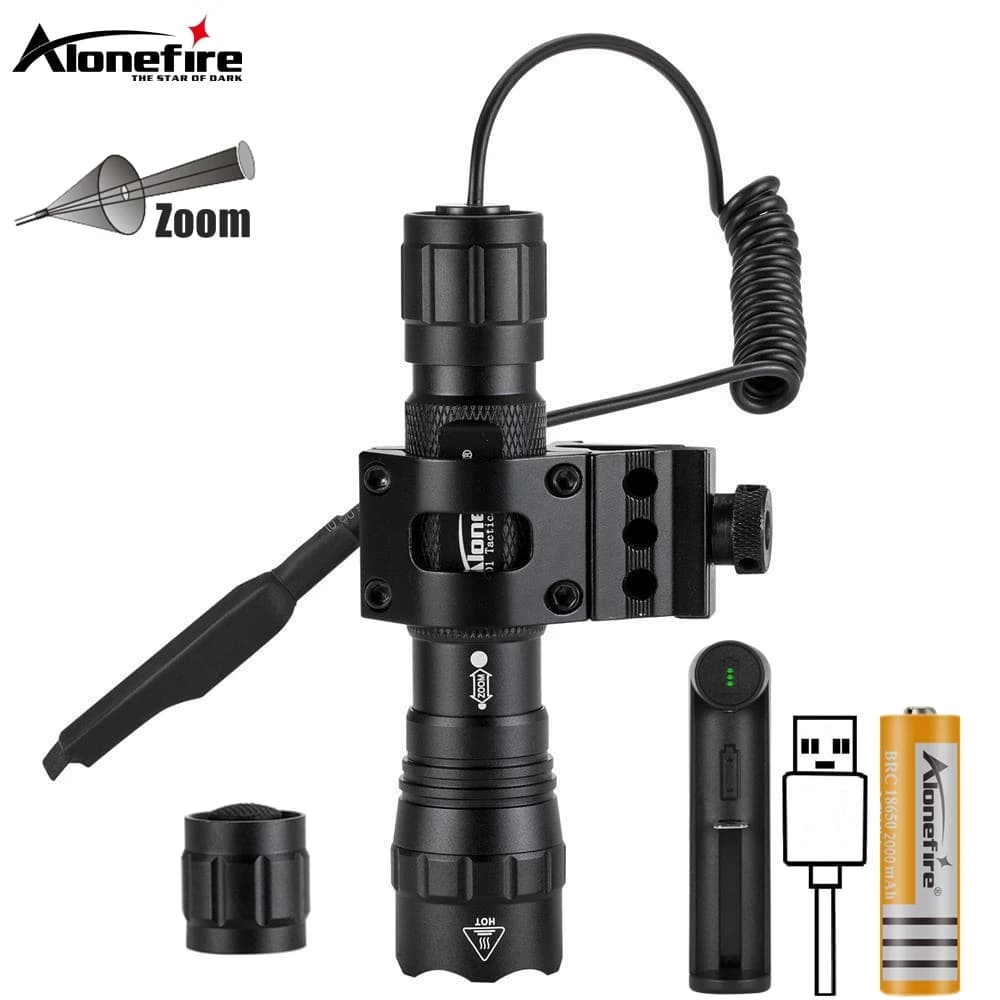 Lampe de poche tactique puissante à Zoom 12W, pour voyage en plein air, chasse, Camping, pêche, rand