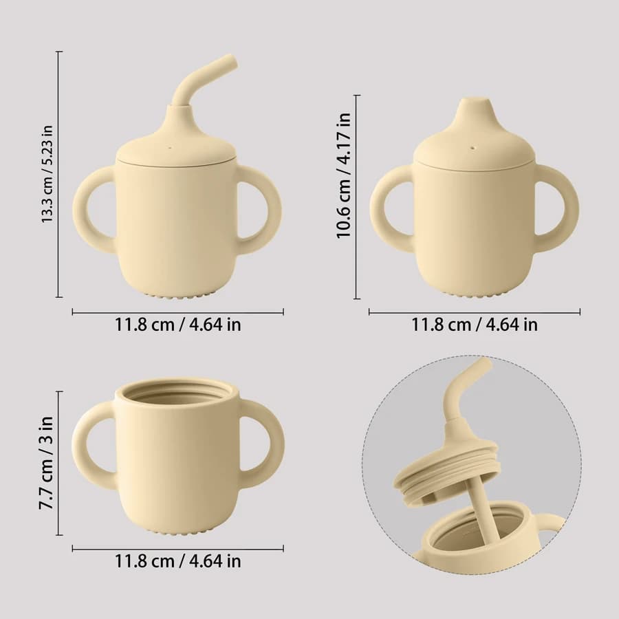 Tasse de paille en Silicone pour bébé, 1 pièce, deux couvercles, sans BPA, stockage Portable, conten