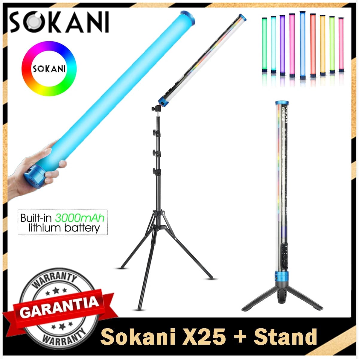 Sokani X25 RGB Bâton de baguette de tube de détermination de lumière vidéo LED RVB, éclairage de pho