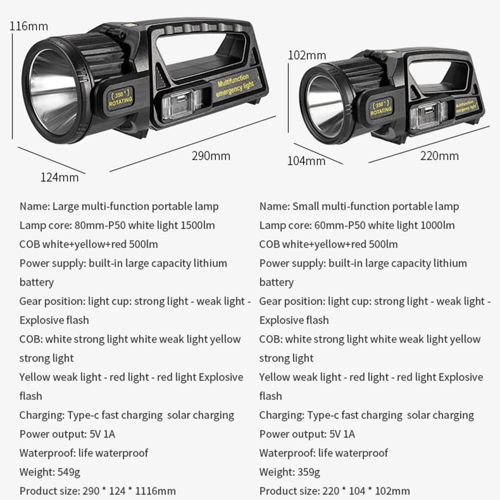 P50 Solaire De Charge Portable Puissant LED Lampe de Poche De Poche Projecteur USB Rechargeable Étan