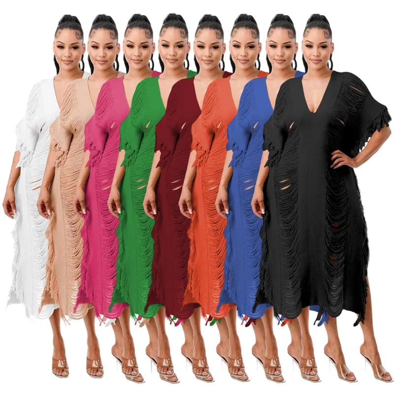 Robe longue de soirée sexy au crochet avec pompon, tenues d'automne pour femmes, boîte de nuit, droi
