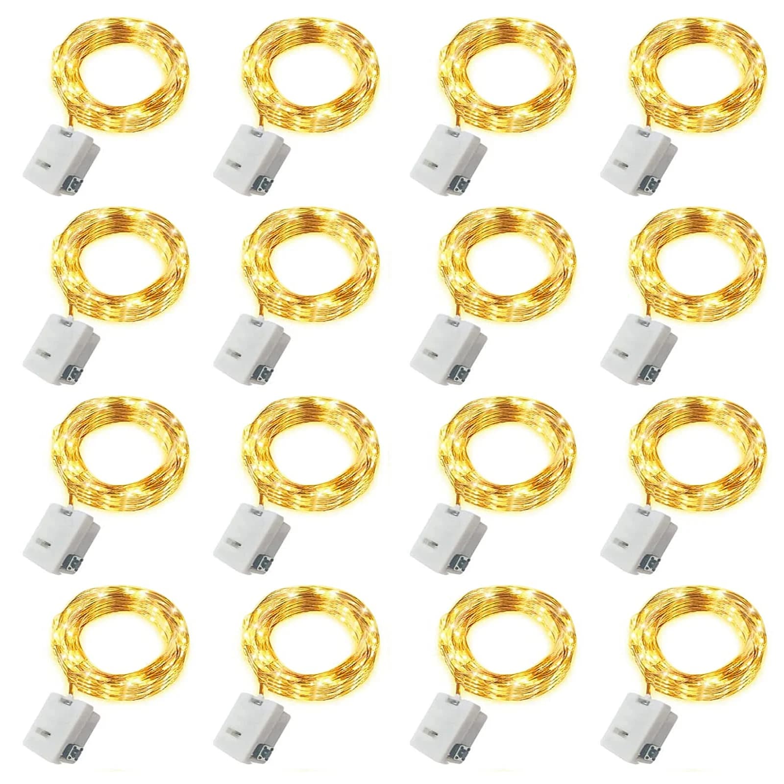 Paquet de 20 guirlandes lumineuses féeriques 20Led 2M fil de cuivre argenté alimenté par batterie dé