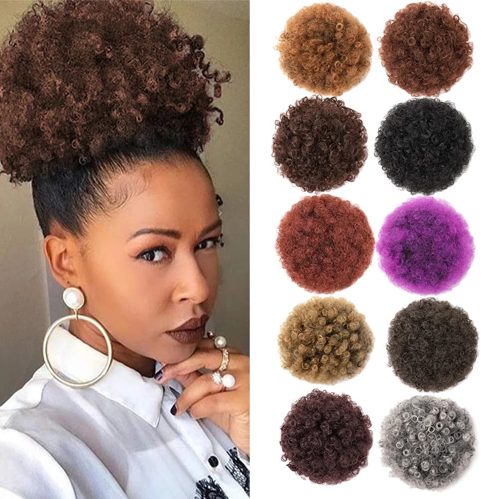 Extension de queue de cheval afro bouffante avec cordon de serrage pour femmes noires, queue de chev