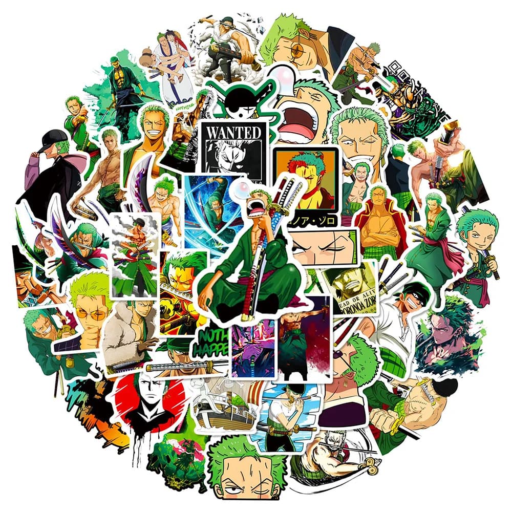 10/30/50pcs Anime une pièce Cool Zoro autocollants dessin animé Graffiti enfants autocollant jouets 