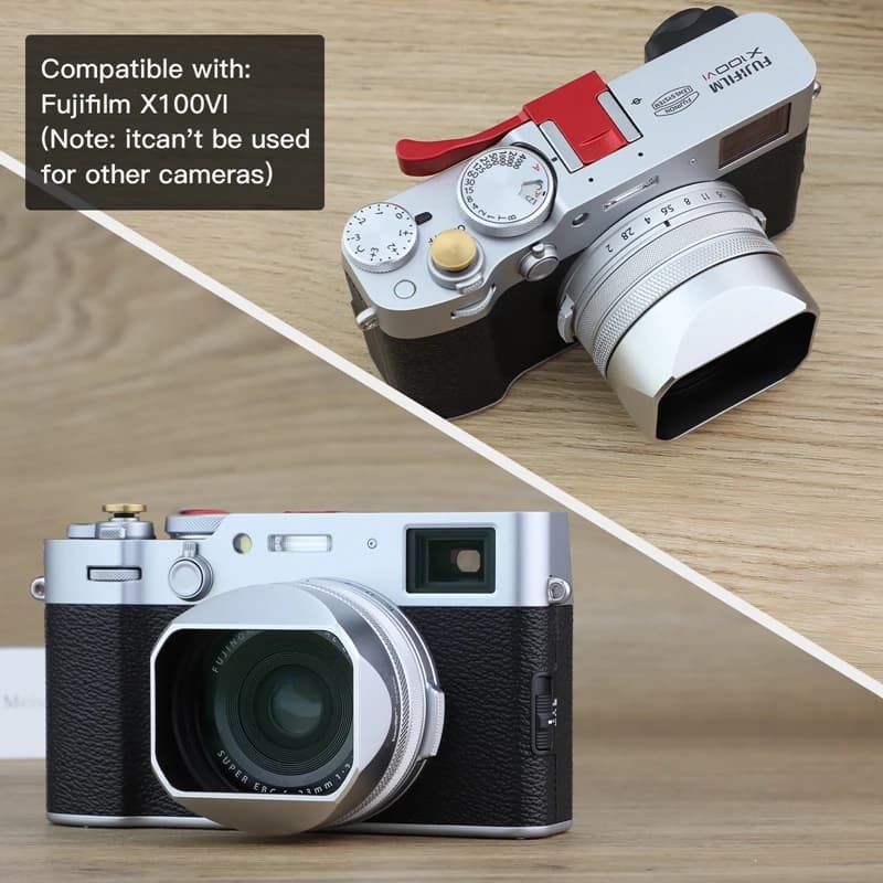 Haoge – pare-soleil carré en métal pour appareil photo Fujifilm Fuji X100VI X100V, argent avec annea